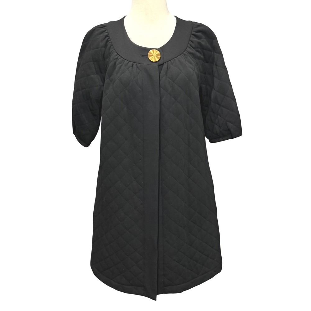 La Rok Quilted Jacket Womens M Black Minimalist Avant-Garde Mod Retro Chic Coat
